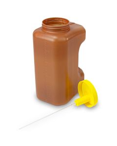 Container, 24 Hour Urine Collection, 3000mL (3 Liter), Affixed TransferTop Screwcap, Amber