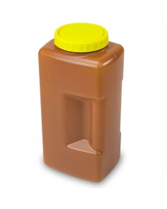 Container, 24 Hour Urine Collection, 2000mL (2 Liter), Affixed Screwcap, Amber