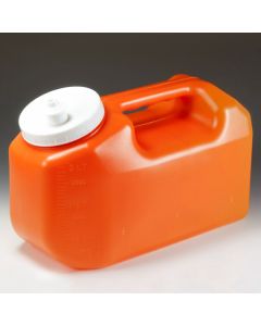 Container, 24 Hour Urine Collection, 3 Liter, Red with Screwcap and Snap Pour Spout
