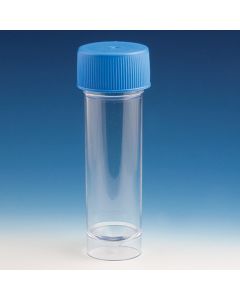 Container, Universal, 30mL, Attached Screwcap, PS, Conical Bottom, Self-Standing, 100/Bag, 5 Bags/Unit