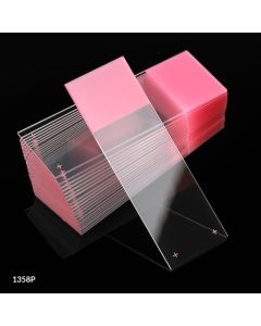 Microscope Slides, Diamond White Glass, 25 x 75mm, Charged, 90° Ground Edges, Pink Frosted, 72/Box