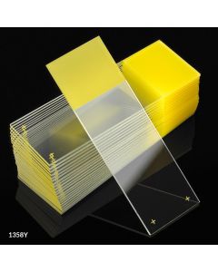 Microscope Slides, Diamond White Glass, 25 x 75mm, Charged, 90° Ground Edges, Yellow Frosted, 72/Box, 20 Boxes/Case (10 Gross)