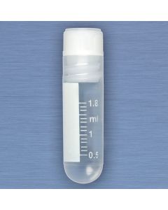 CryoCLEAR vials, 2.0mL, STERILE, Internal Threads, Attached Screwcap with Co-Molded Thermoplastic Elastomer (TPE) Sealing Layer, Round Bottom, Printed Graduations, Writing Space and Barcode, 50/Bag