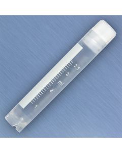 CryoCLEAR vials, 4.0mL, STERILE, Internal Threads, Attached Screwcap with Co-Molded Thermoplastic Elastomer (TPE) Sealing Layer, Round Bottom, Self-Standing, Printed Graduations, Writing Space and Barcode, 50/Bag