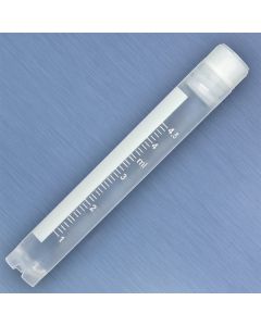 CryoCLEAR vials, 5.0mL, STERILE, Internal Threads, Attached Screwcap with Co-Molded Thermoplastic Elastomer (TPE) Sealing Layer, Round Bottom, Self-Standing, Printed Graduations, Writing Space and Barcode, 50/Bag