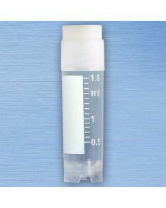 CryoCLEAR vials, 2.0mL, STERILE, External Threads, Assembled WHITE Screwcap with Co-Molded Thermoplastic Elastomer (TPE) Sealing Layer, Round Bottom, Self-Standing, Printed Graduations, Writing Space and Barcode, 50/Bag, 10 Bags/Case