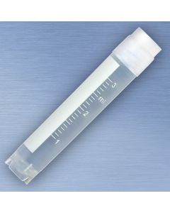 CryoCLEAR vials, 3.0mL, STERILE, External Threads, Attached Screwcap with Co-Molded Thermoplastic Elastomer (TPE) Sealing Layer, Round Bottom, Self-Standing, Printed Graduations, Writing Space and Barcode, 50/Bag, 10 Bags/Case