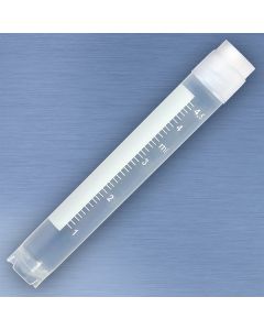 CryoCLEAR vials, 5.0mL, STERILE, External Threads, Attached Screwcap with Co-Molded Thermoplastic Elastomer (TPE) Sealing Layer, Round Bottom, Self-Standing, Printed Graduations, Writing Space and Barcode, 50/Bag, 10 Bags/Case