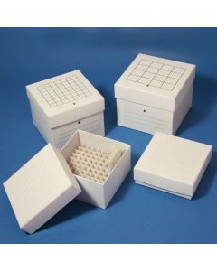 Freezing Box, 3", Cardboard, 64-Place (8x8 format), fits 3.0mL, 4.0mL and 5.0mL CryoCLEAR vials