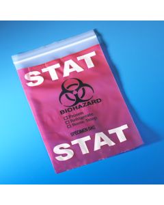 Bag, STAT Red Specimen Transport, 6" x 9", zipper closure with Document Pouch, 100/Pack, 10 Packs/Case