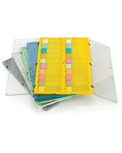 Slide File Folder with Clear Hinged Lids, 20-Place, HIPS/SAN, White