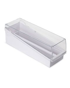 Slide Storage Box with Hinged Lid and Removable Draining Tray, 100-Place for up to 200 Slides, ABS, Blue, 6/Unit