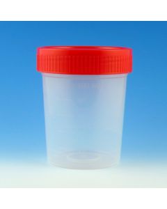 Specimen Container, 4oz, with Separate 1/4-Turn Red Screwcap, Non-Sterile, PP, Graduated, Bulk