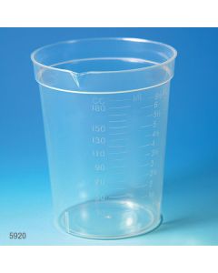 Specimen Container, 6.5oz, with Pour Spout, PP, Graduated, 25/Pack, 20 Packs/Unit