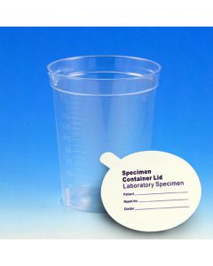 Specimen Container, 6.5oz, Paper Lid Included in Each Pack, Pour Spout, PS, Graduated, 25/Pack, 20 Packs/Unit
