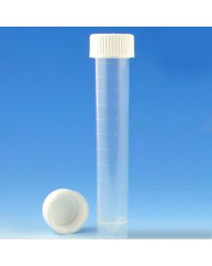 Transport Tube, 10mL, with Separate White Screw Cap, PP, Conical Bottom, Self-Standing, Molded Graduations