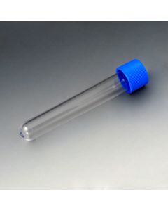 Test Tube with Attached Red Screw Cap, 16 x 100mm (10mL), PS, STERILE, Individually Wrapped
