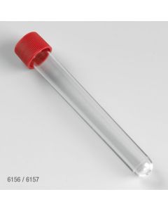 Test Tube with Attached Red Screw Cap, 16 x 120mm (15mL), PS, STERILE, Individually Wrapped
