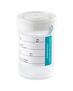 Tite-Rite Container, 90mL (3oz), with Attached White Screw Cap and ID Label, Graduated, STERILE