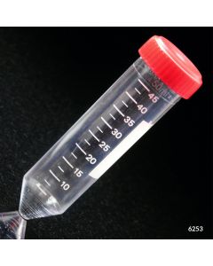 Centrifuge Tube, 50mL, with Separate Red Screw Cap, PS, Printed Graduations