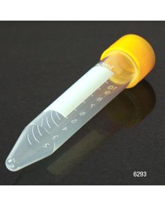 Centrifuge Tube, 10mL, with Attached Yellow PP Screw Cap, PP, Printed Graduations, STERILE, 100/Bag, 10 Bags/Unit