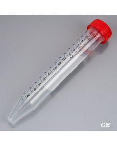 Diamond MAX Centrifuge Tube, 15mL, Attached Red Flat Top Screw Cap, PP, Printed Graduations, STERILE, Certified, 25/Re-Sealable Bag, 20 Bags/Unit