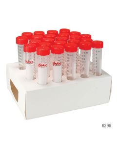 Diamond MAX Centrifuge Tube, 15mL, Attached Red Flat Top Screw Cap, PP, Printed Graduations, STERILE, Certified, 25/Cardboard Rack, 20 Racks/Unit