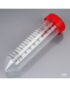 Diamond MAX Centrifuge Tube, 50mL, Attached Red Flat Top Screw Cap, PP, Printed Graduations, STERILE, Certified, 25/Re-Sealable Bag, 20 Bags/Unit