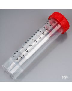 Diamond MAX Centrifuge Tube, 50mL, Attached Red Flat Top Screw Cap, PP, Printed Graduations, STERILE, Self-Standing, Certified, 25/Re-Sealable Bag, 20 Bags/Unit