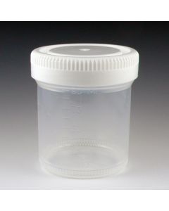 Container: Tite-Rite, Wide Mouth, 90mL (3oz), PP, 53mm Opening, Graduated, with Separate White Screwcap