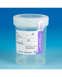 Container: Tite-Rite, 120mL (4oz), PP, STERILE, Attached Natural Screw Cap, ID Label with Tab Seal, Graduated