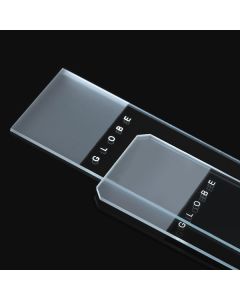Microscope Slides, Diamond White Glass, 25 x 75mm, 45° Beveled Edges, Clipped Corners, Frosted: 1 End, 1 Side, 72/Box, 20 Boxes/Case (10 Gross)